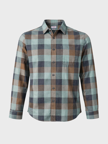 Men's Brown Slim Fit Checkered Casual Shirt