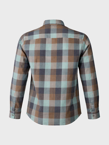 Men's Brown Slim Fit Checkered Casual Shirt