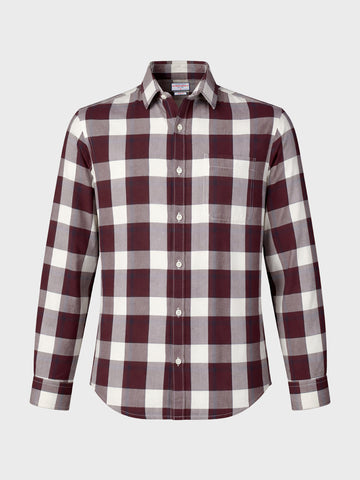 Men's Maroon Slim Fit Checkered Casual Shirt