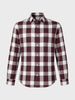 Men's Maroon Slim Fit Checkered Casual Shirt