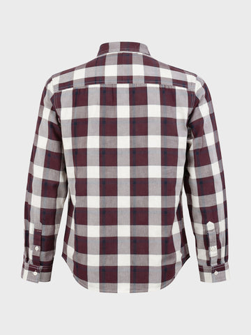 Men's Maroon Slim Fit Checkered Casual Shirt