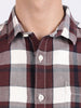 Men's Maroon Slim Fit Checkered Casual Shirt