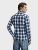 Men's Navy Blue Slim Fit Checkered Casual Shirt