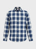 Men's Navy Blue Slim Fit Checkered Casual Shirt