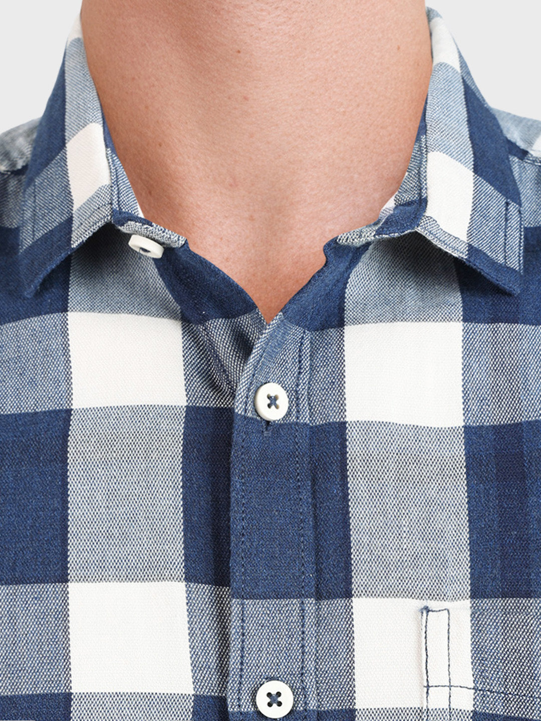 Men's Blue Slim Fit Checkered Casual Shirt