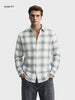 Men's Cream Slim Fit Checkered Casual Shirt