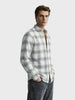 Men's Cream Slim Fit Checkered Casual Shirt
