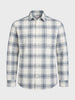 Men's Cream Slim Fit Checkered Casual Shirt