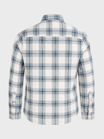 Men's Cream Slim Fit Checkered Casual Shirt