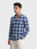 Men's Navy Blue Slim Fit Checkered Casual Shirt