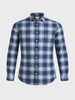 Men's Navy Blue Slim Fit Checkered Casual Shirt