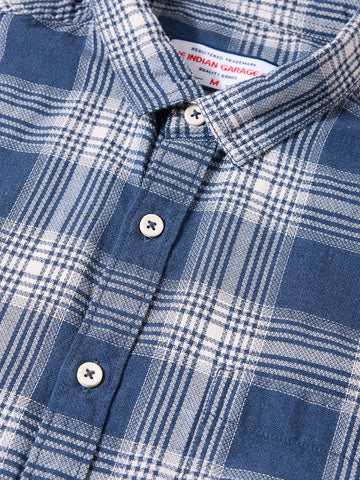 Men's Navy Blue Slim Fit Checkered Casual Shirt