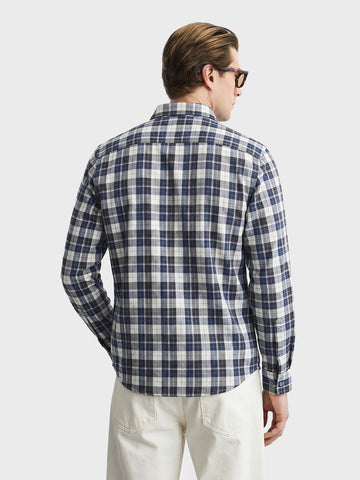 Men's Blue Slim Fit Checkered Casual Shirt