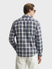 Men's Blue Slim Fit Checkered Casual Shirt