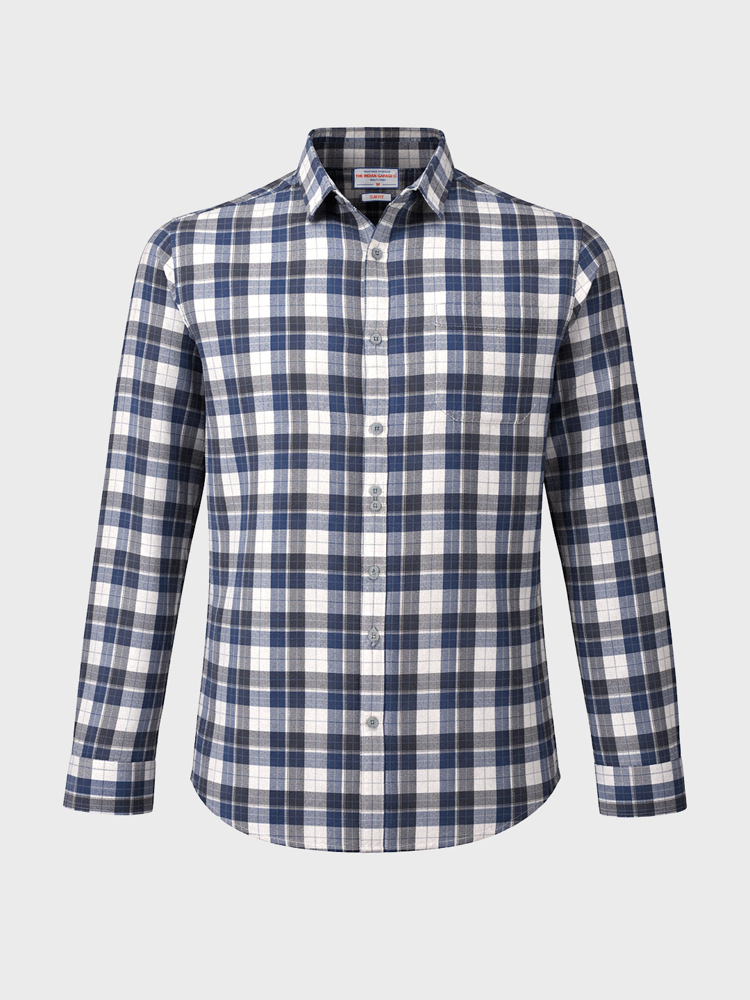 Men's Blue Slim Fit Checkered Casual Shirt