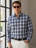 Men's Blue Slim Fit Checkered Casual Shirt