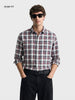 Men's Maroon Slim Fit Checkered Casual Shirt