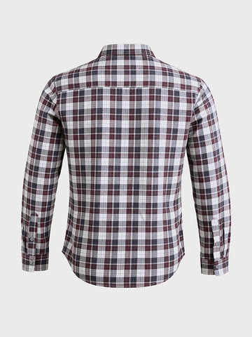 Men's Maroon Slim Fit Checkered Casual Shirt