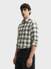 Men's Green Slim Fit Checkered Casual Shirt