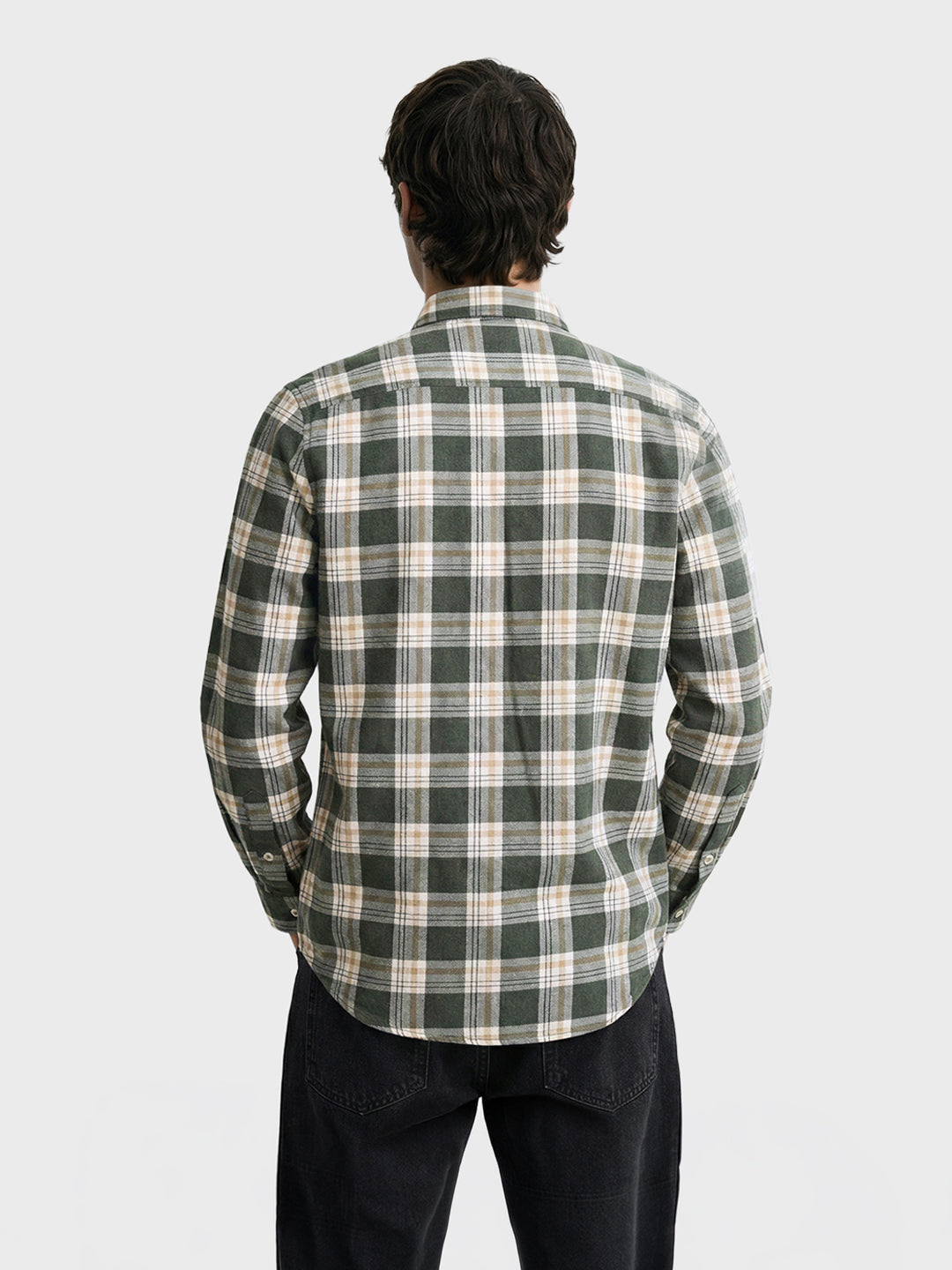 Men's Green Slim Fit Checkered Casual Shirt