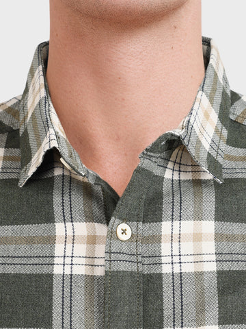 Men's Green Slim Fit Checkered Casual Shirt