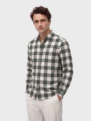 Men's Green Slim Fit Checkered Casual Shirt