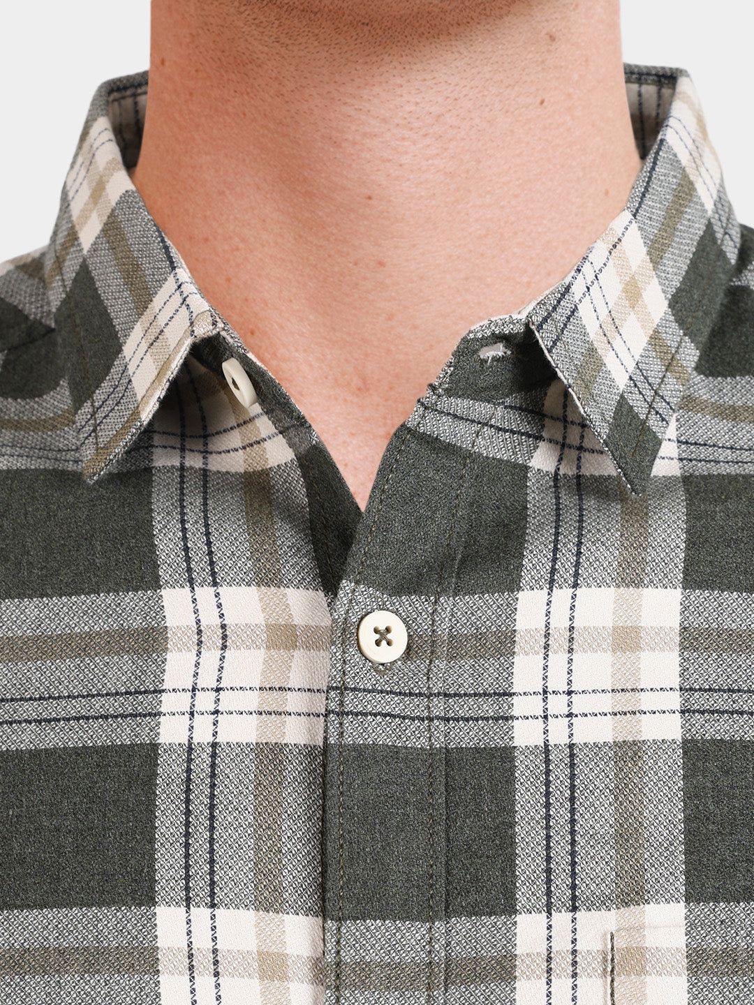 Men's Green Slim Fit Checkered Casual Shirt