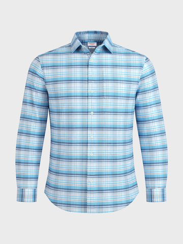 Men's Blue Regular Fit Checked Casual Shirt