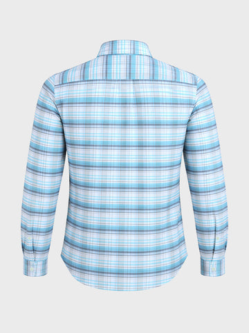 Men's Blue Regular Fit Checked Casual Shirt