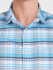 Men's Blue Regular Fit Checked Casual Shirt