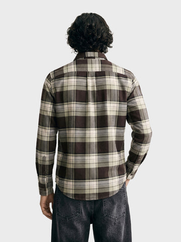 Men's Brown Regular Fit Checked Casual Shirt