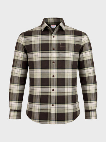 Men's Brown Regular Fit Checked Casual Shirt