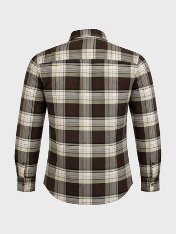 Men's Brown Regular Fit Checked Casual Shirt