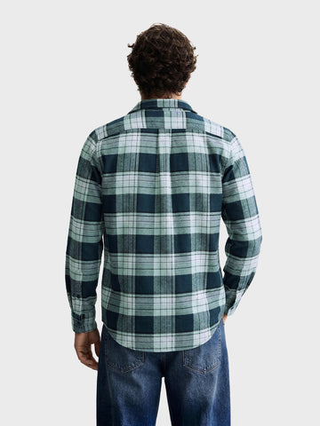 Men's Teal Regular Fit Checked Casual Shirt