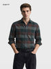 Men's Brown Slim Fit Checkered Casual Shirt