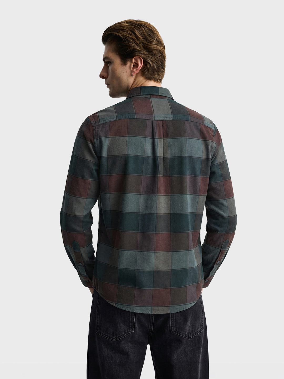 Men's Brown Slim Fit Checkered Casual Shirt