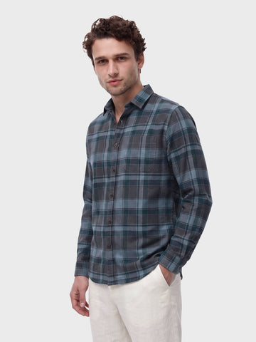 Men's Brown Slim Fit Checkered Casual Shirt