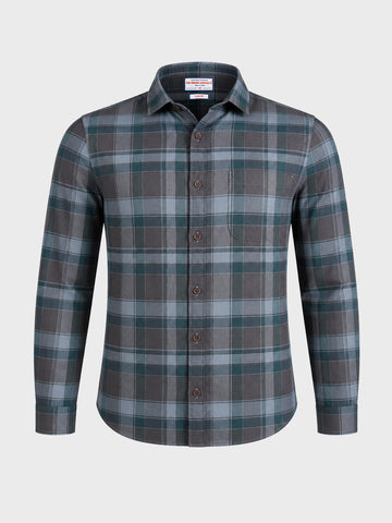 Men's Brown Slim Fit Checkered Casual Shirt