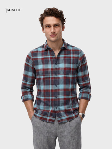 Men's Red Regular Fit Checked Casual Shirt