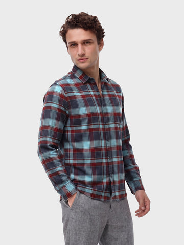 Men's Red Regular Fit Checked Casual Shirt