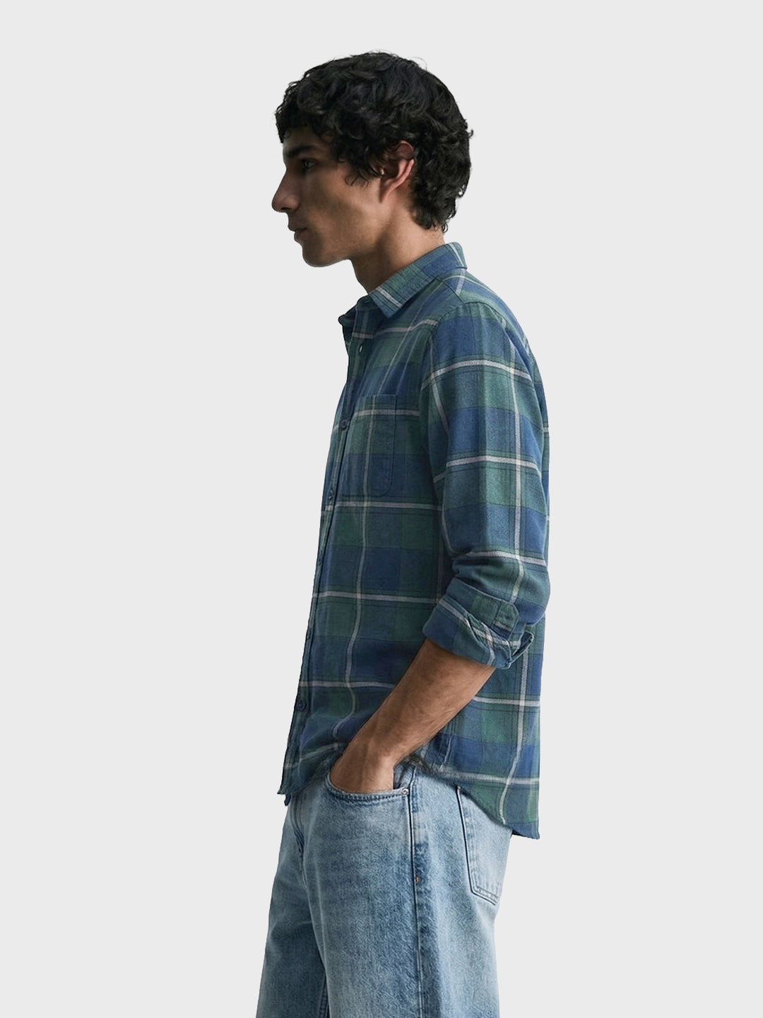 Men's Green Slim Fit Checkered Casual Shirt