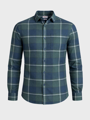 Men's Green Slim Fit Checkered Casual Shirt