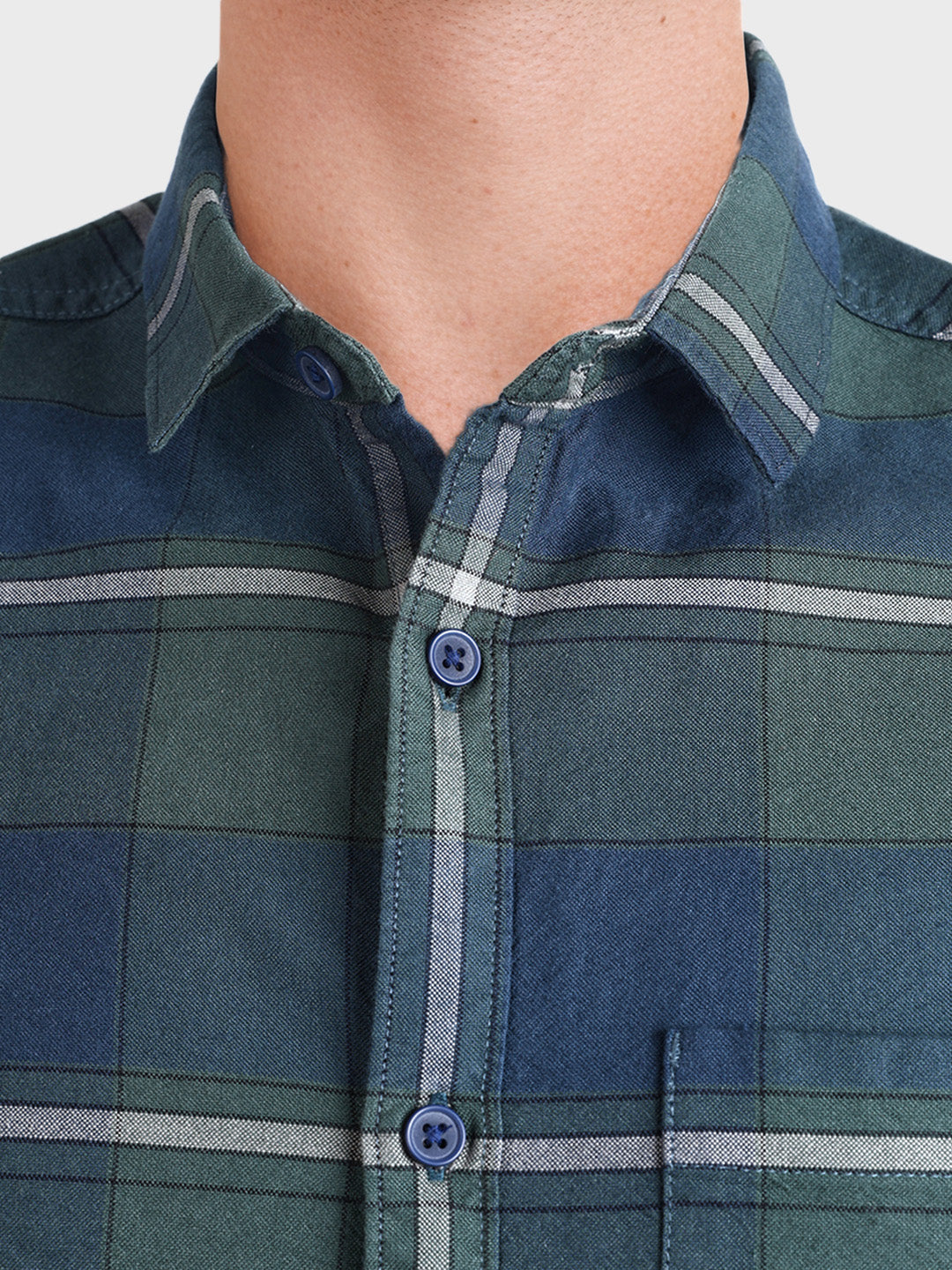 Men's Green Slim Fit Checkered Casual Shirt