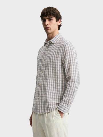 Men's Grey Relaxed Fit Checked Resort Wear Shirt