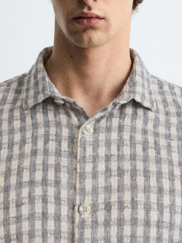 Men's Grey Relaxed Fit Checked Resort Wear Shirt