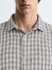 Men's Grey Relaxed Fit Checked Resort Wear Shirt