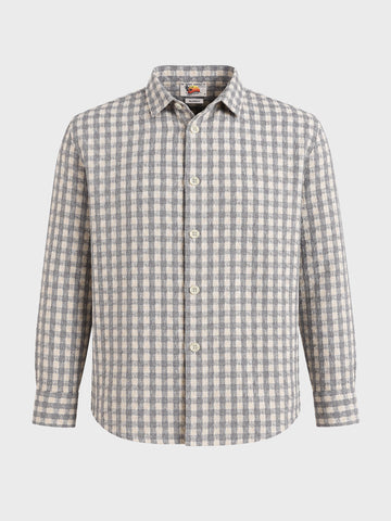 Men's Grey Relaxed Fit Checked Resort Wear Shirt