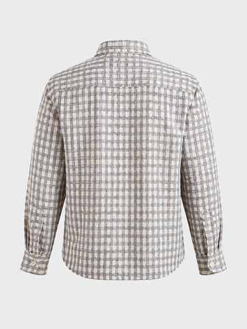 Men's Grey Relaxed Fit Checked Resort Wear Shirt