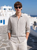 Men's Grey Relaxed Fit Checked Resort Wear Shirt
