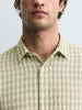 Men's Green Relaxed Fit Checked Resort Wear Shirt
